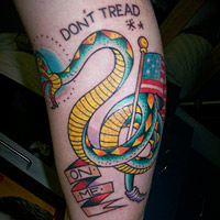 David's Don't Tread on Me tattoo