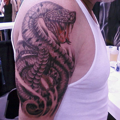 Mark's rattlesnake tattoo