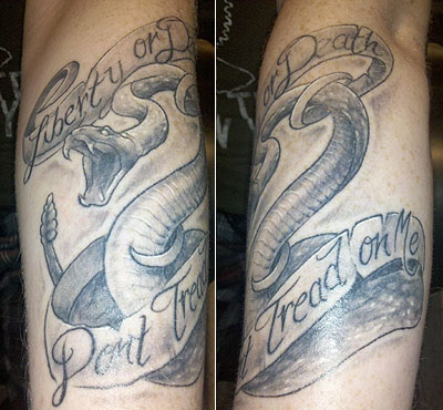 Zachary's Gadsden tattoo Zachary B from Michigan checked out this site for